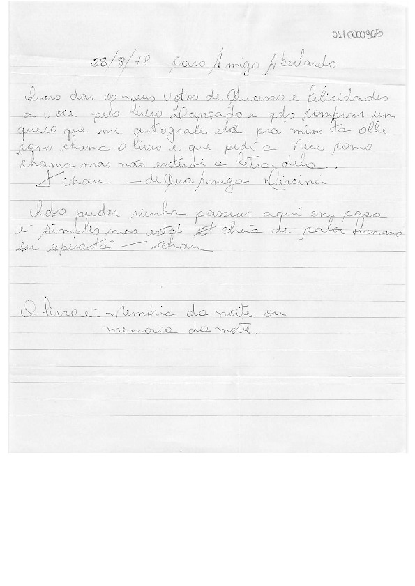 Carta de manifestação de apoio