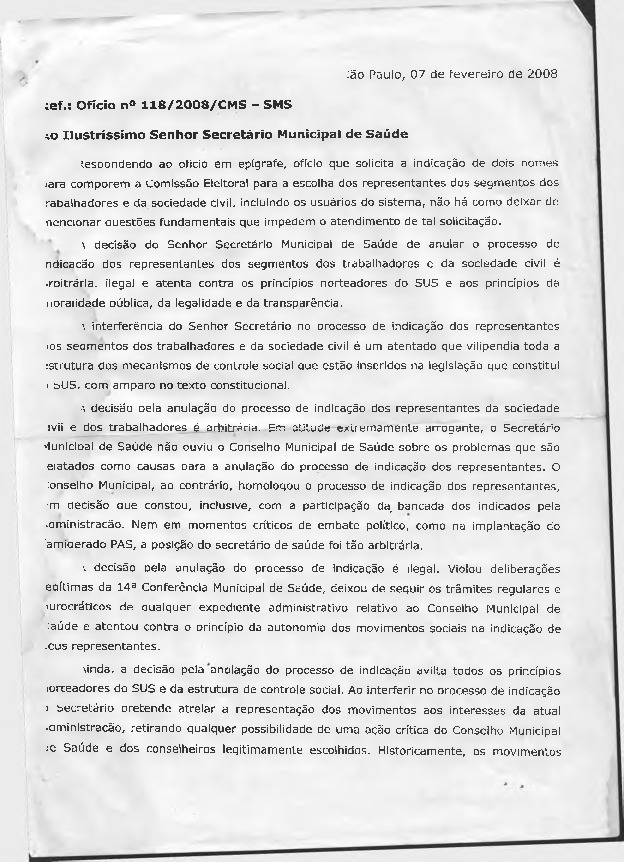 Carta de manifestação de desagrado