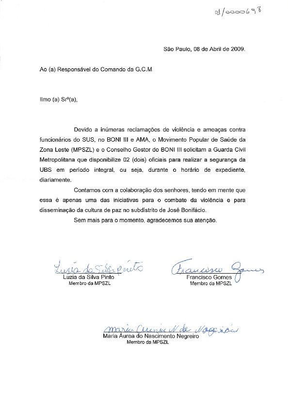 Carta de pedido de ajuda