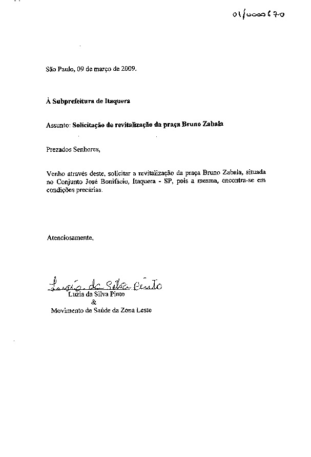 Carta de pedido de providência
