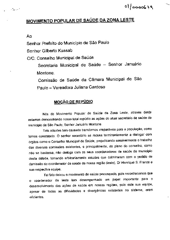 Carta de manifestação de opinião